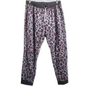 Cuddl Duds Womens M Gray/Pink cheetah Print Pajama Pants